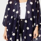Anne Klein Women's Polka Dot Long Sleeve Open Cardigan Top Blue Size Small
