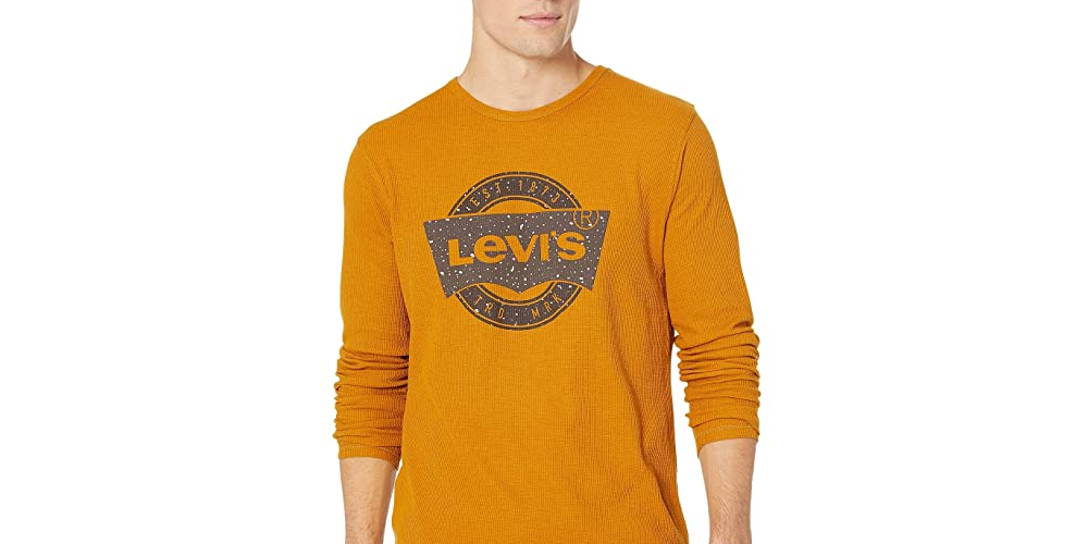 Levi's Men's Expo Thermal T-Shirt Men's Clothing Yellow Size X-Large