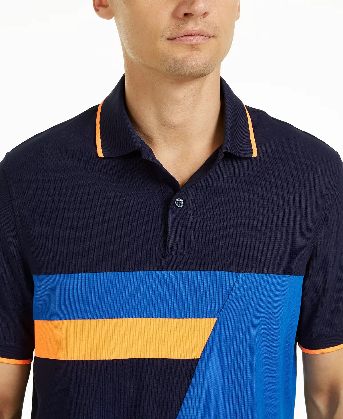 Club Room Men's Colorblocked Performance Polo Shirt Blue Size Size Small