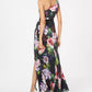 Adrianna Papell Women's Petite Floral-Print One-Shoulder Gown Black Size 8 Petite