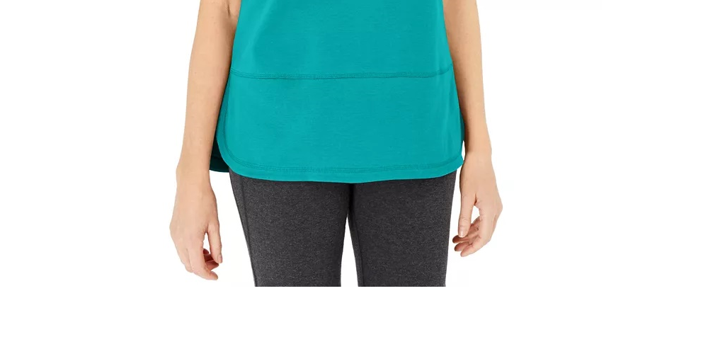 Karen Scott Women's Cotton Topstitched Top Blue  Size Small