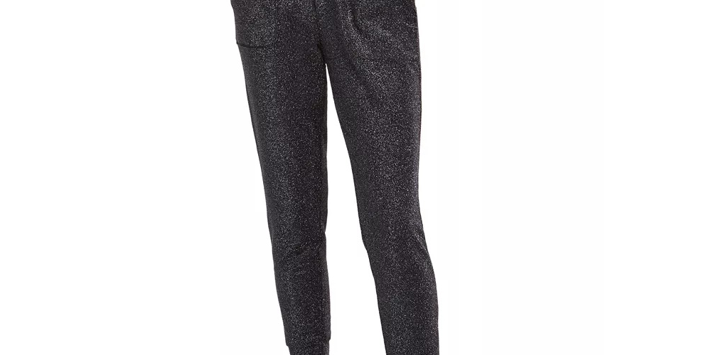 INC International Concepts Women's Sparkle Jogger Pants Black Size Medium