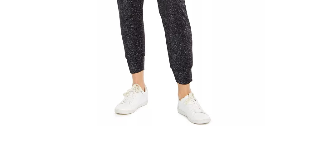 INC International Concepts Women's Sparkle Jogger Pants Black Size Medium