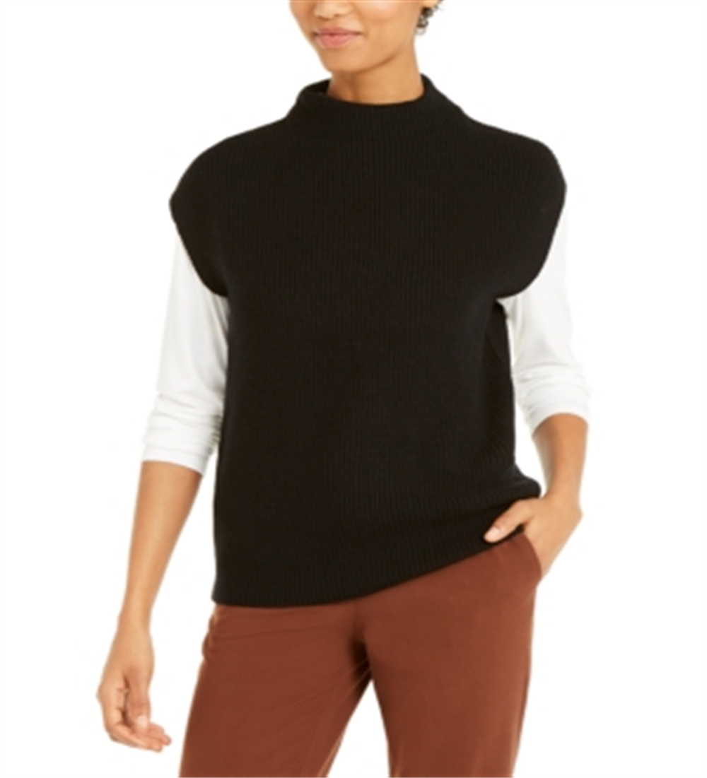 Alfani Women's Sleeveless Mock Neck Sweater Black Size Medium
