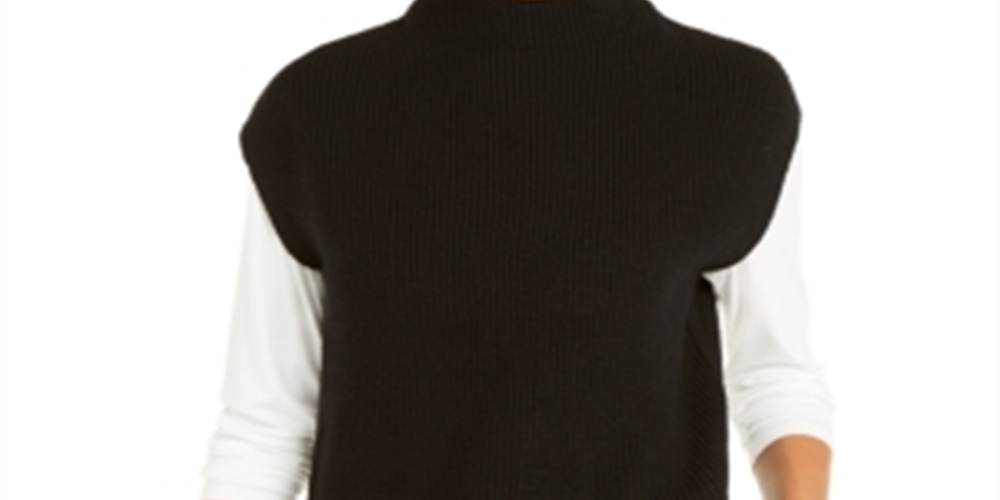 Alfani Women's Sleeveless Mock Neck Sweater Black Size Medium