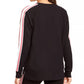 Ideology Women's Striped Long Sleeve Crew Neck Top Black Size Large