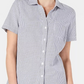 Karen Scott Women's Cotton Seersucker Shirt Blue Size Large