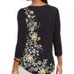 JM Collection Women's Floral Scoop-Neck Top Gold Size X-Small