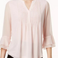 Charter Club Women's Petite Double Ruffle Solid Pintuck Top Pink Size Petite XL
