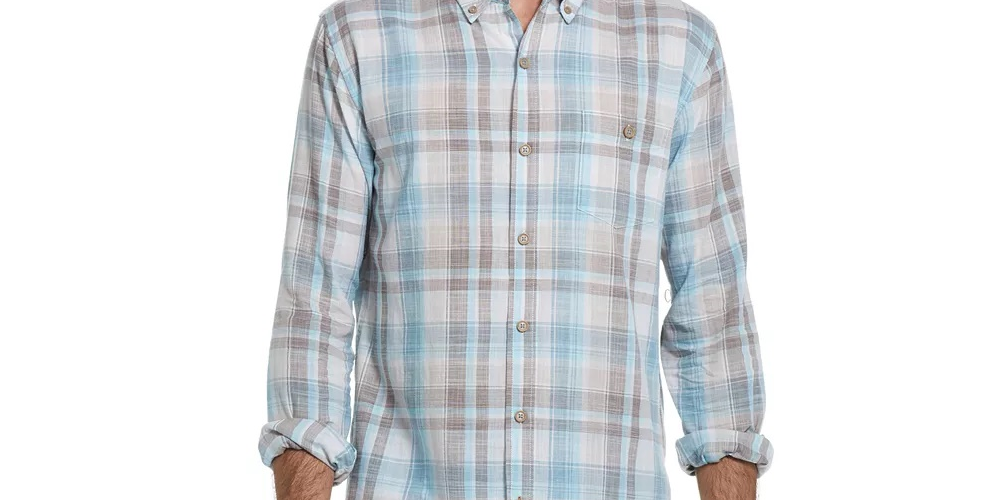 Weatherproof Vintage Men's Regular-Fit End-On-End Plaid Shirt Blue Size XXX-Large