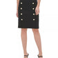 Calvin Klein Women's Button-Trim Pencil Skirt Black Size 2