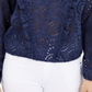 INC International Concepts Women's Ruffled Eyelet Top Blue Size Medium
