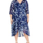 Calvin Klein Women's Floral High Low Dress Blue Size Petite Small