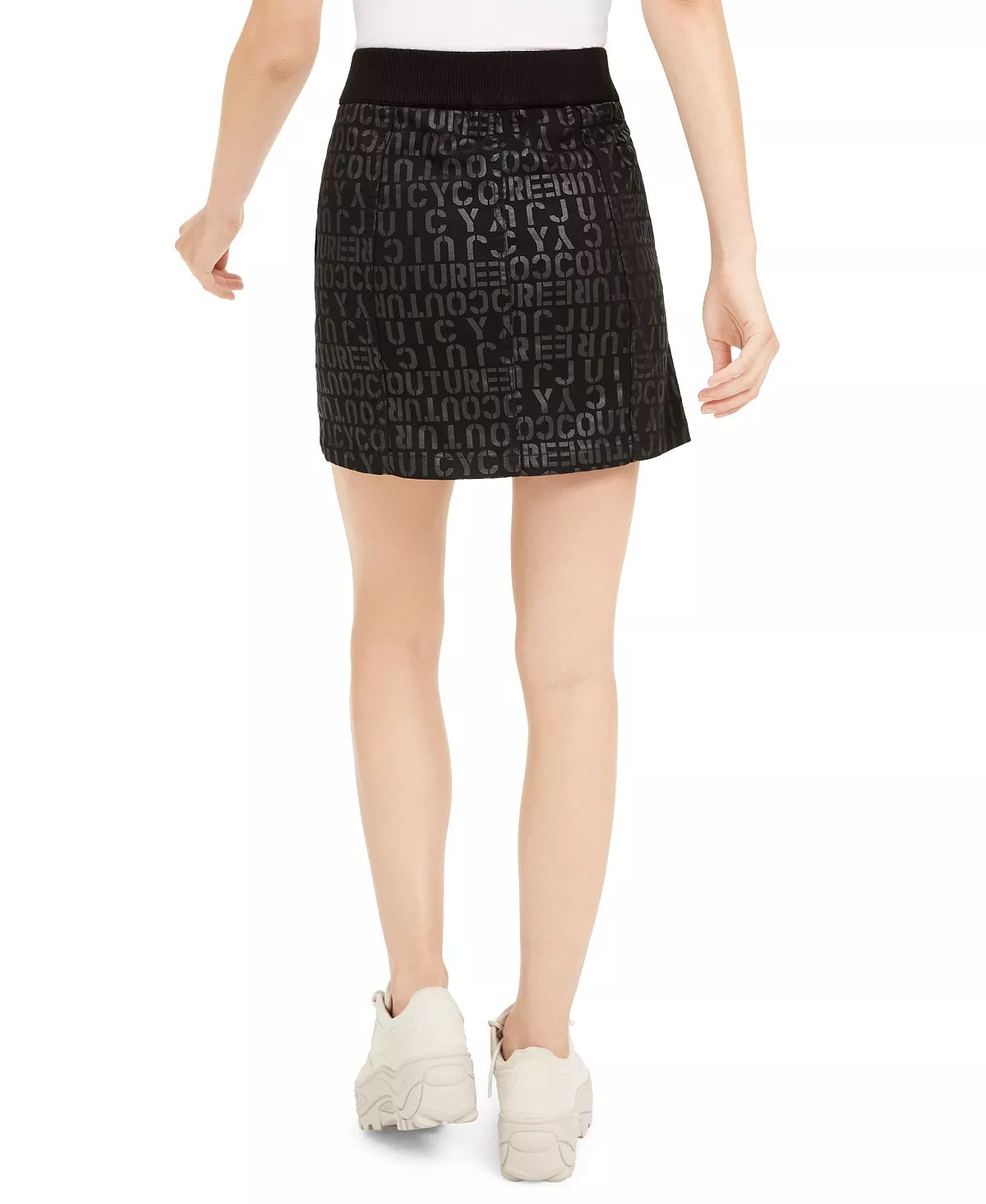 Juicy Couture Junior's Logo Printed Denim Mini Skirt Black Size 26
