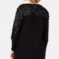 JM Collection Women's Embellished Mesh Sweater Black Size X-Small