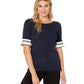 Ralph Lauren Women's Ruffled Cuff Stretch Cotton Top Blue Size Medium