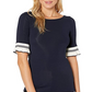 Ralph Lauren Women's Ruffled Cuff Stretch Cotton Top Blue Size Medium