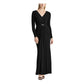 Ralph Lauren Women's Rhinestone Long Sleeve V Neck Maxi Fit Flare Evening Dress Black Size 12