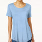 JM Collection Women's Shirttail Hem Top Blue Size Petite S