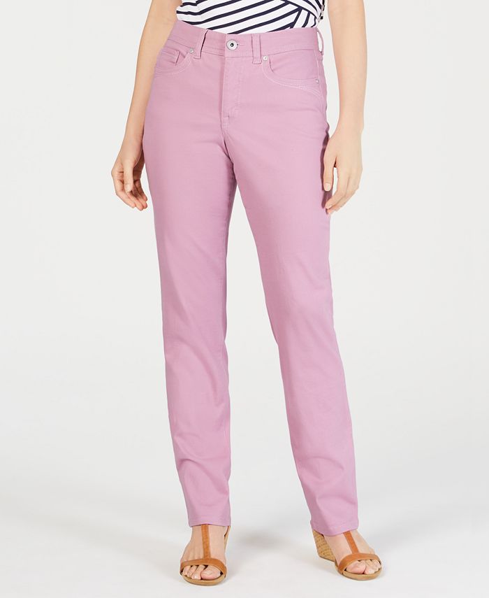 Style & Co Women's Tummy Control Straight Leg Fashion Jeans Pink Size 6