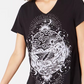 Style & Co Women's Graphic Print Handkerchief Hem T-Shirt Black  Size XX-Large