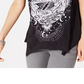 Style & Co Women's Graphic Print Handkerchief Hem T-Shirt Black  Size XX-Large