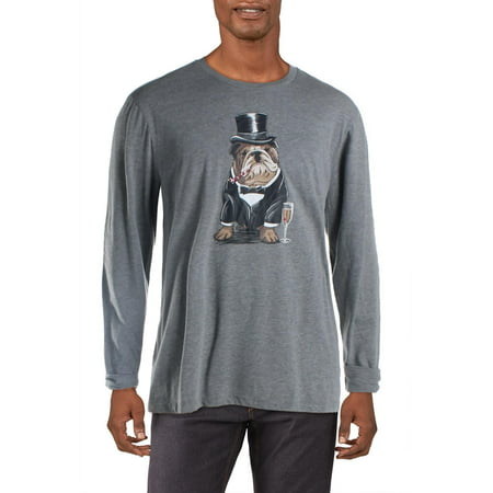 Club Room Men's Bulldog Tuxedo Graphic Crewneck T-Shirt Gray Size XX-Large