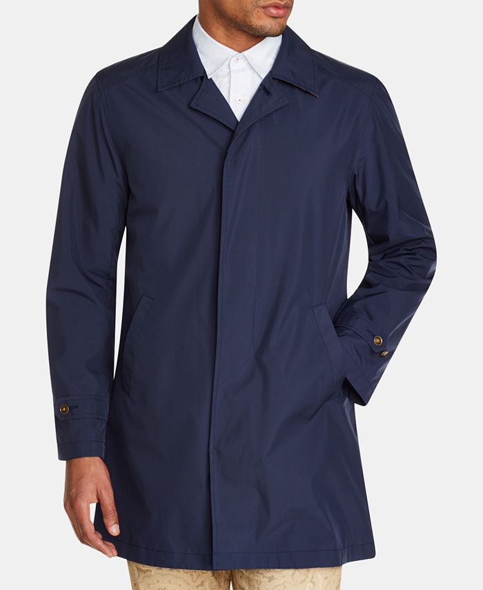 Tallia Men's Slim Fit Solid Packable Trench Coat Blue Size Size Large