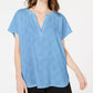 Alfani Women's V Neck Textured Top Blue Size Petite L
