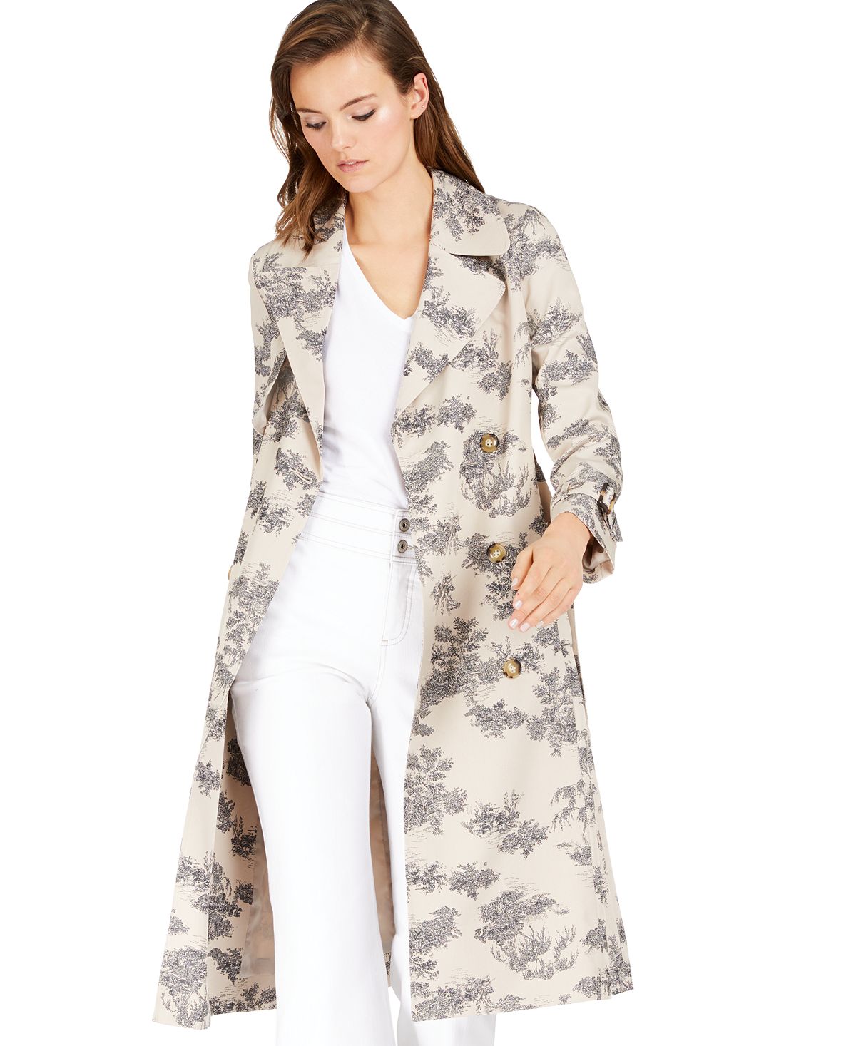 INC International Concepts Women's Cold Weather Winter Trench Coat Gray Size Small