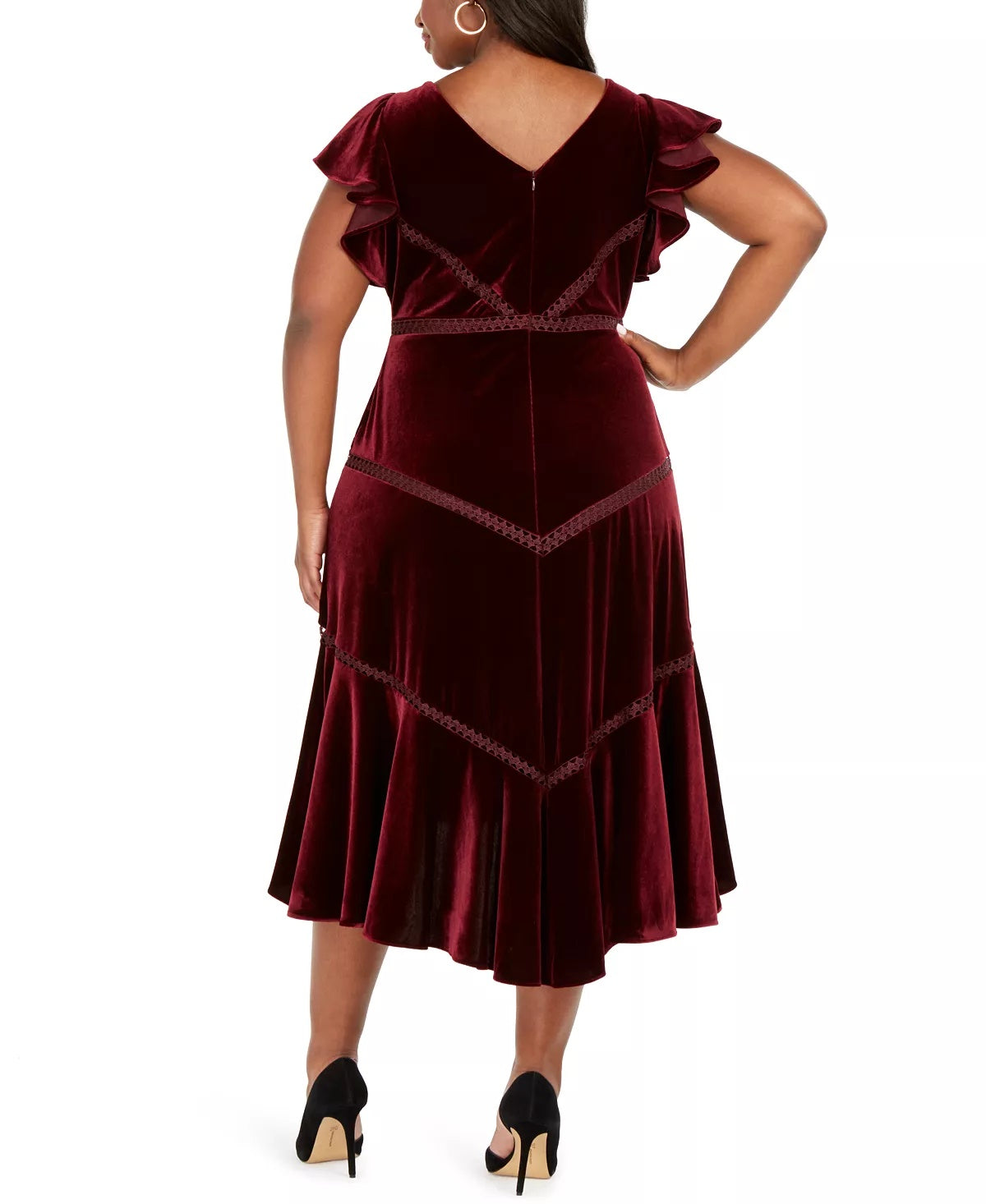 Taylor Women's Plus Size Velvet High-Low A-Line Dress Purple Size 16W