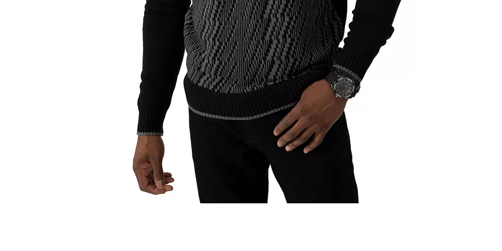 Sean John Men's Textured Knit Sweater Black Size XX-Large