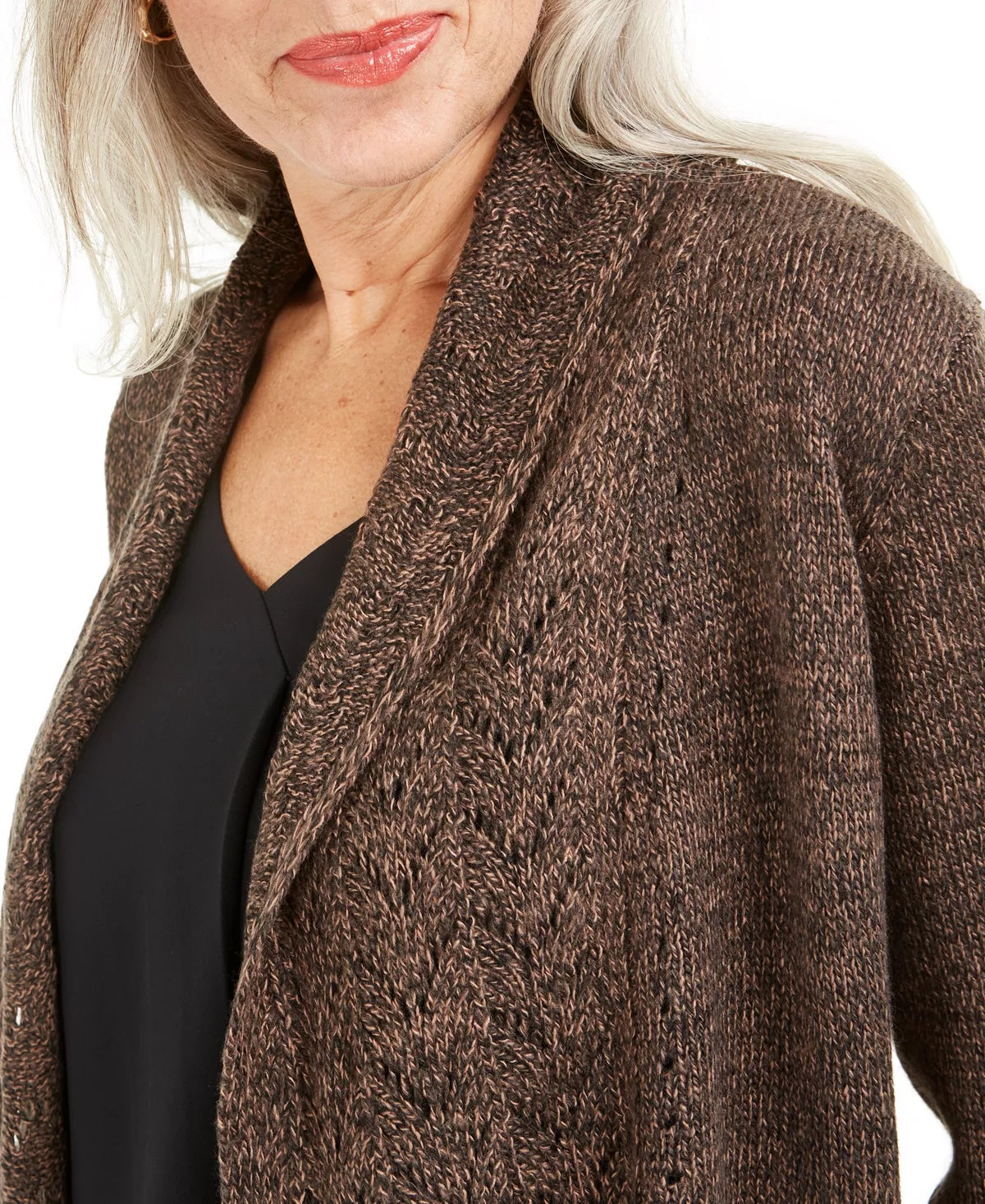 Karen Scott Women's Shawl Collar Cardigan Brown Size Medium