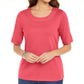 Karen Scott Women's Cotton Ring Top Orange Size Small
