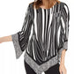 Alfani Women's Mixed Print V Hem Top Black Size Small