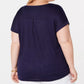 Style & Co Women's Plus Moon Graphic T-Shirt Blue Size 0X