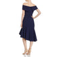 Aqua Women's Off the Shoulder Crepe MIDI Dress Blue Size 8