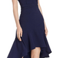 Aqua Women's Off the Shoulder Crepe MIDI Dress Blue Size 8