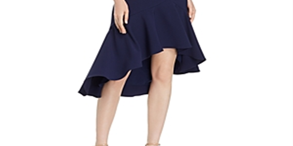 Aqua Women's Off the Shoulder Crepe MIDI Dress Blue Size 8