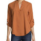 John Paul Richard Women's Gingham Roll Tab Blouse Red Size Large
