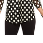 Alfani Women's V Neck Dot Print Mesh Top Black Size -L