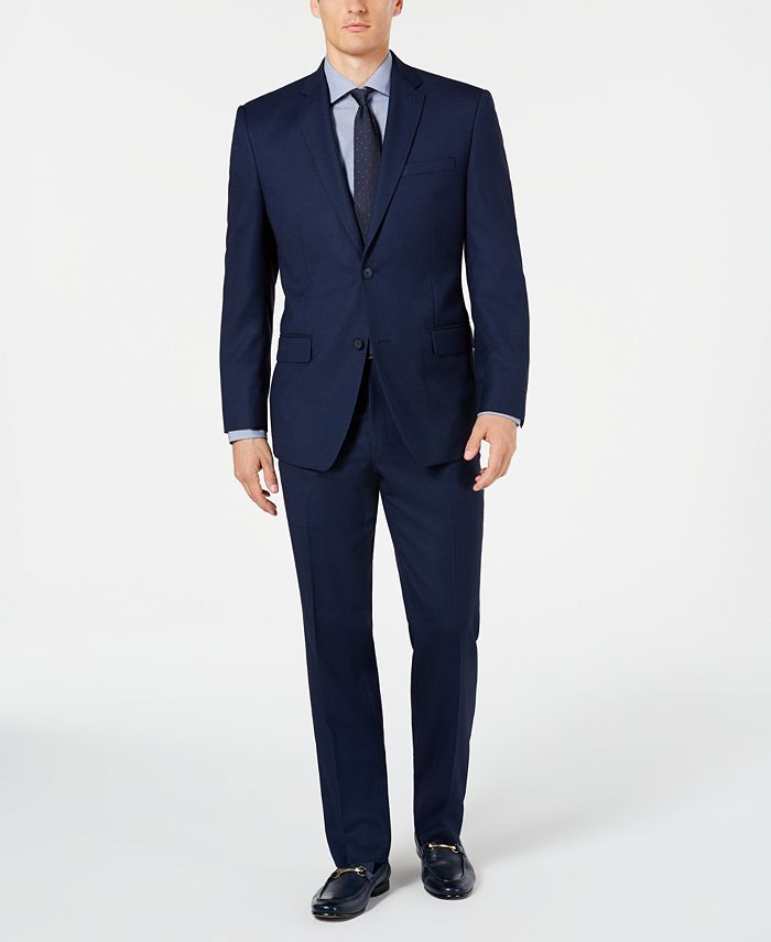 Marc New York Men's Modern Fit Stretch Birdseye Suit Blue Size 40