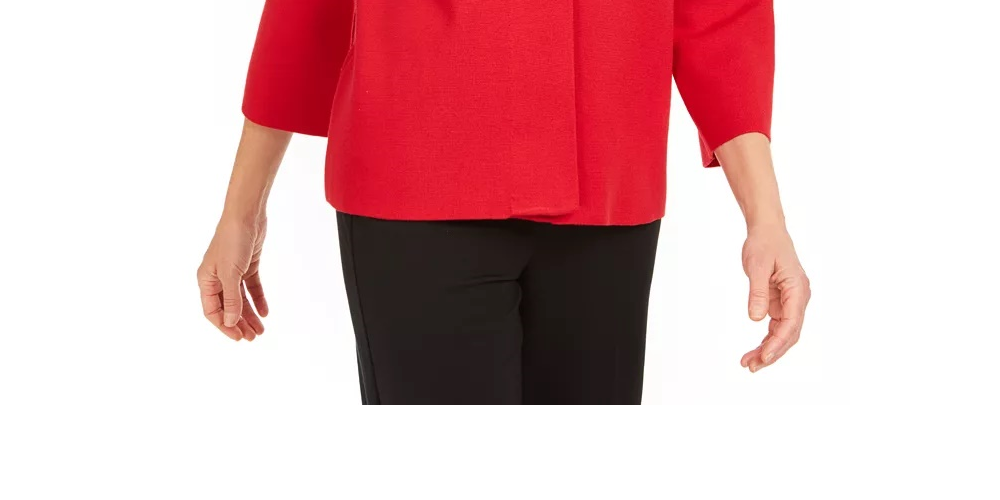 JM Collection  Women's Holiday Party Brooch Cardigan Red Size X-Large