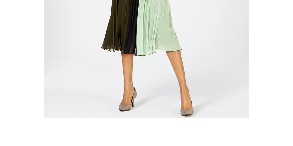 Alfani Women's Colorblocked Pleated Sleeveless Dress  Green Size 12