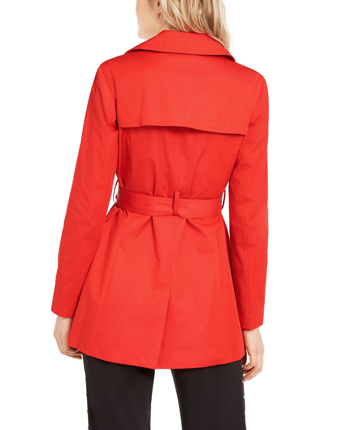 Michael Kors Women's Belted Sateen Trench Coat Red Size Petite Small