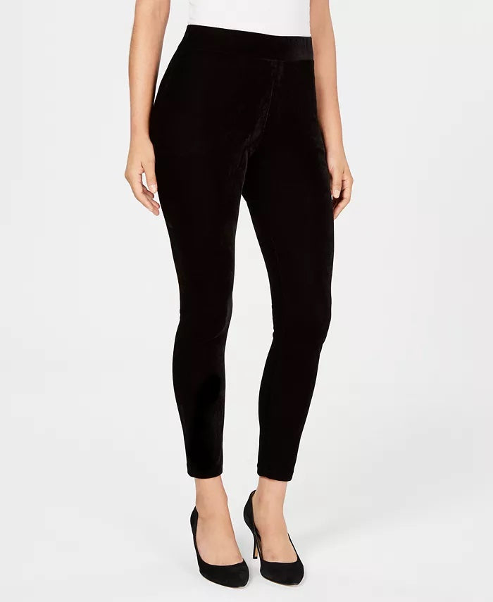 JM Collection  Women's Velvet Leggings Black Size Small