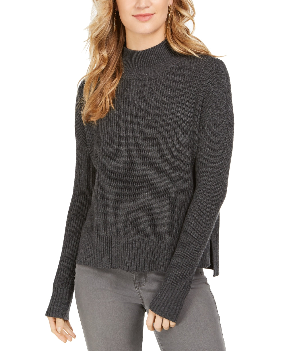 Style & Co Women's Mockneck Sweater Charcoal Size Large