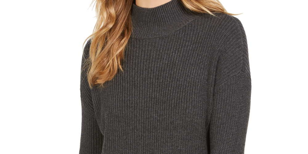 Style & Co Women's Mockneck Sweater Charcoal Size Large