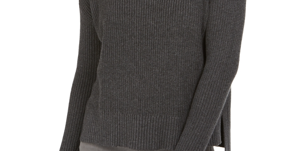 Style & Co Women's Mockneck Sweater Charcoal Size Large