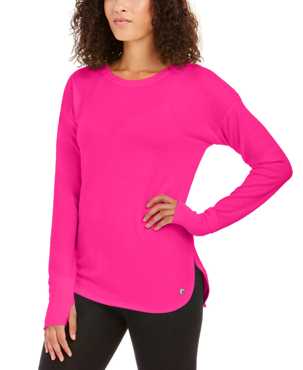Ideology Women's Long Sleeve Crew Neck Sweater Pink Size X-Small